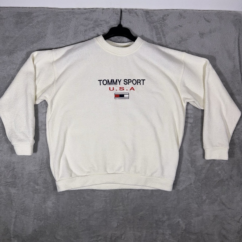 Vintage Tommy Hilfiger Sweatshirt Mens Large Tommy Flag Pullover Made In USA‎